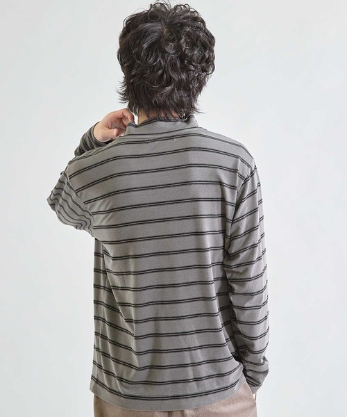 UNION STATION(ユニオンステーション)の「フェードジャガードボーダー モックネックTシャツ(Tシャツ/カットソー・メンズ・パープル/ブラック・M)」の6枚目の写真