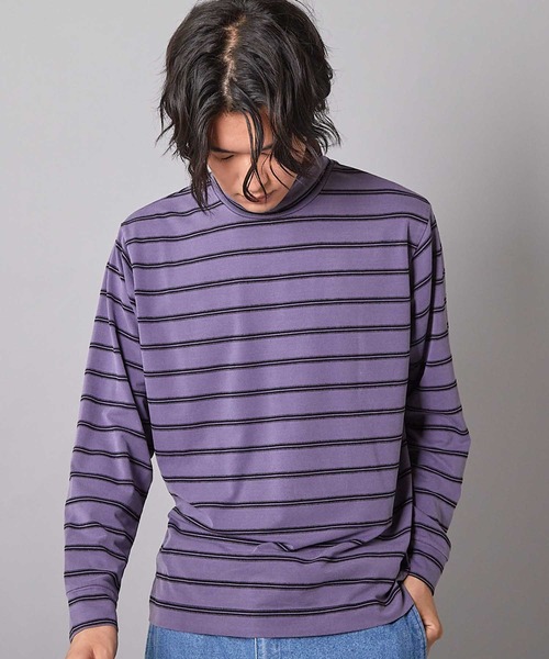 UNION STATION(ユニオンステーション)の「フェードジャガードボーダー モックネックTシャツ(Tシャツ/カットソー・メンズ・パープル/ブラック・M)」の9枚目の写真