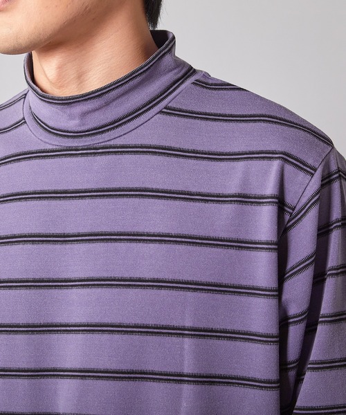 UNION STATION(ユニオンステーション)の「フェードジャガードボーダー モックネックTシャツ(Tシャツ/カットソー・メンズ・パープル/ブラック・M)」の12枚目の写真