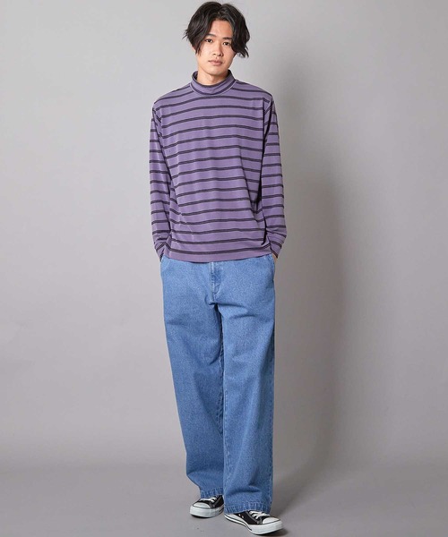 UNION STATION(ユニオンステーション)の「フェードジャガードボーダー モックネックTシャツ(Tシャツ/カットソー・メンズ・パープル/ブラック・M)」の13枚目の写真