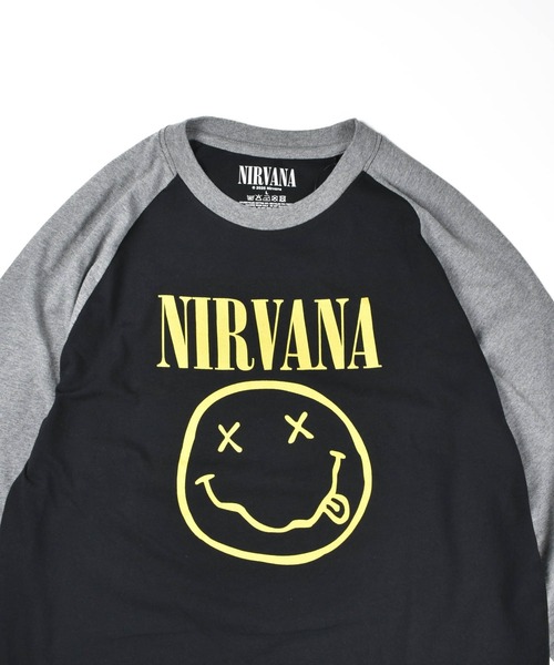 ROCK-OFF(ロックオフ)の「【ROCK-OFF】【AW】NIRVANA RAGLAN YELLOW HAPPY FACE LONG SLEEVE TEE(Tシャツ/カットソー・メンズ・ブラック×グレー・MEDIUM/LARGE/X-LARGE)」の3枚目の写真