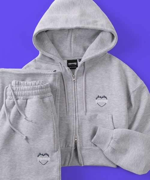 アスレチックスジャンバーレア品　パーカー　トレーナー　半ズボン　キャップ セール】【70】【THRASHER/スラッシャー】ショート丈 ジップパーカー