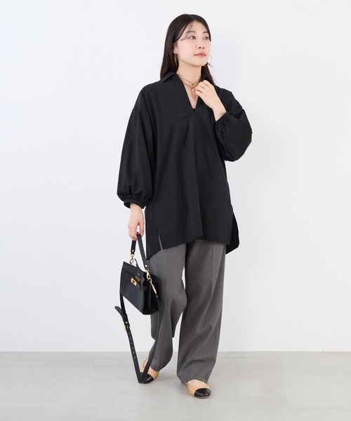 TICCA(ティッカ)の「【TICCA】別注-コットンレースアップシャツ(シャツ/ブラウス・レディース・ブラック・FREE)」の4枚目の写真