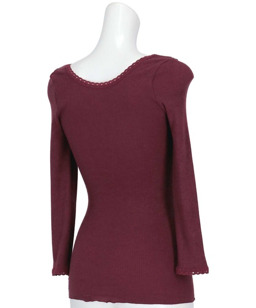 AMPHI（アンフィ）の「あったかインナー　９分袖（インナーウェア/肌着・レディース・アイボリー/ベビーピンク/エンジ/ブラック・M-L）」の6枚目の写真