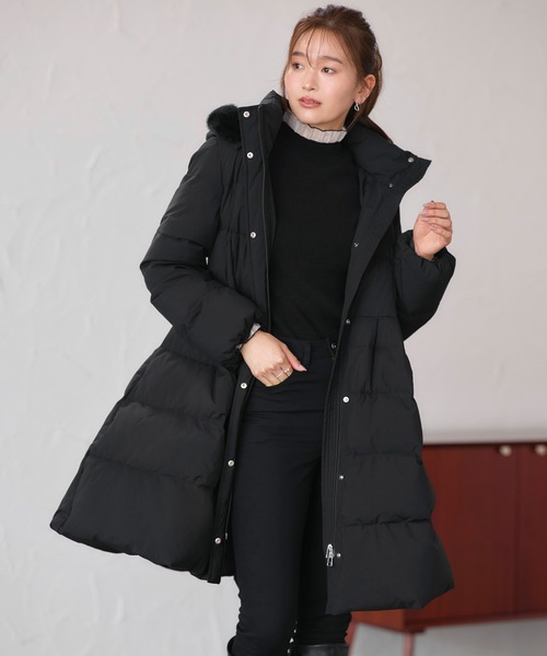 RUIRUE BOUTIQUE(ルイルエブティック)の「洗える / 撥水加工 / 静電気防止加工 | マルチway ・ エコファー フード ロングダウンコート | アウター / ロングダウン / ダウンコート / ロングコート(ダウンジャケット/コート・レディース・アイボリー/ブラック・L/M)」の15枚目の写真