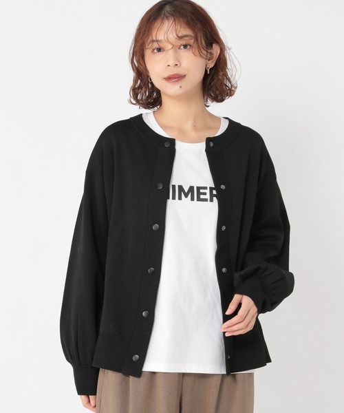 studio CLIP(スタディオクリップ)の「14ゲージスナップニットブルゾン(カーディガン/ボレロ・レディース・ブラウン/ブラック・FREE)」の1枚目の写真