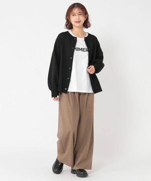 studio CLIP(スタディオクリップ)の「14ゲージスナップニットブルゾン(カーディガン/ボレロ・レディース・ブラウン/ブラック・FREE)」の5枚目の写真