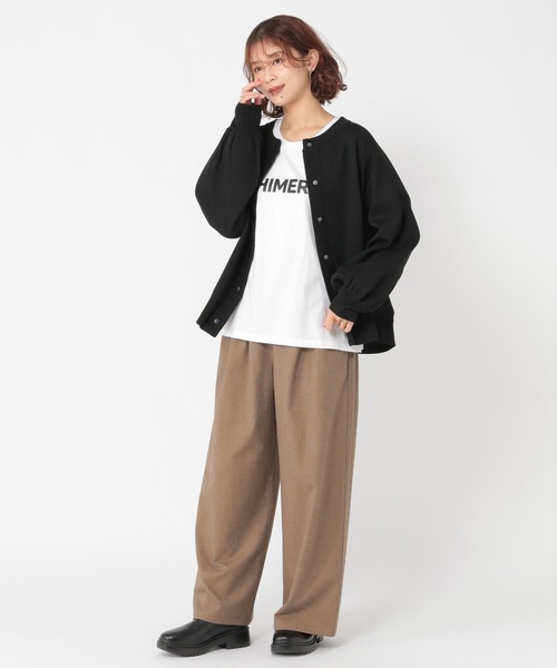 studio CLIP(スタディオクリップ)の「14ゲージスナップニットブルゾン(カーディガン/ボレロ・レディース・ブラウン/ブラック・FREE)」の6枚目の写真