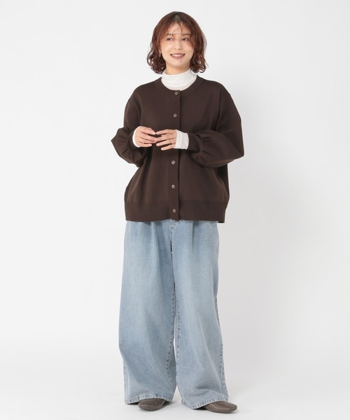 studio CLIP(スタディオクリップ)の「14ゲージスナップニットブルゾン(カーディガン/ボレロ・レディース・ブラウン/ブラック・FREE)」の9枚目の写真