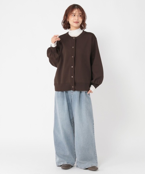 studio CLIP(スタディオクリップ)の「14ゲージスナップニットブルゾン(カーディガン/ボレロ・レディース・ブラウン/ブラック・FREE)」の10枚目の写真