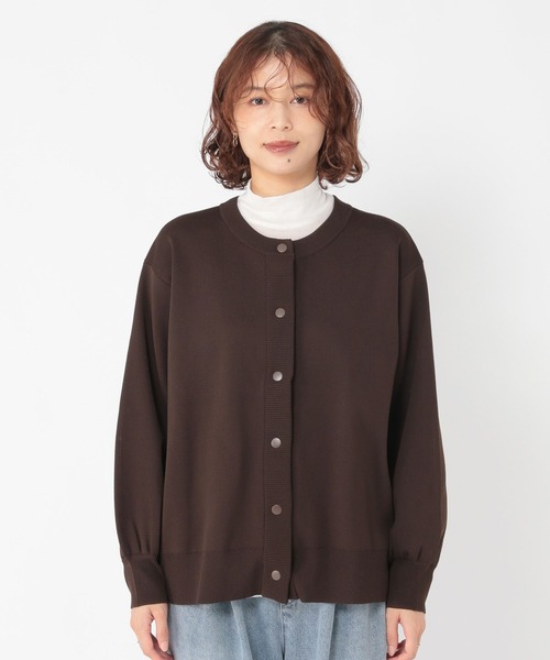 studio CLIP(スタディオクリップ)の「14ゲージスナップニットブルゾン(カーディガン/ボレロ・レディース・ブラウン/ブラック・FREE)」の11枚目の写真