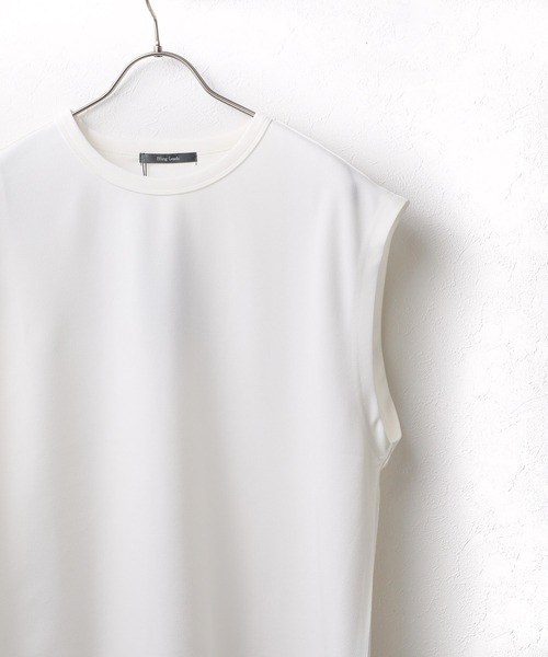 Bling Leads（ブリングリーズ）の「【RES】【Bling Leads】梨地　ノースリーブシャツ（Tシャツ/カットソー・メンズ・グレイッシュベージュ/ブラック/チャコールグレー/オフホワイト・LARGE/MEDIUM）」の2枚目の写真