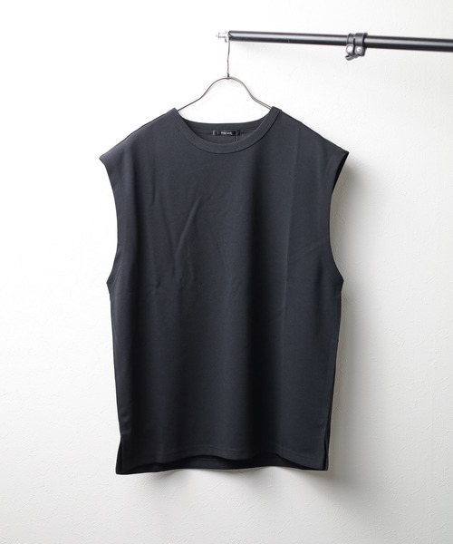 Bling Leads（ブリングリーズ）の「【RES】【Bling Leads】梨地　ノースリーブシャツ（Tシャツ/カットソー・メンズ・グレイッシュベージュ/ブラック/チャコールグレー/オフホワイト・LARGE/MEDIUM）」の6枚目の写真