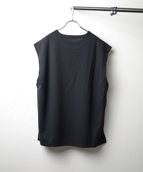 Bling Leads（ブリングリーズ）の「【RES】【Bling Leads】梨地　ノースリーブシャツ（Tシャツ/カットソー・メンズ・グレイッシュベージュ/ブラック/チャコールグレー/オフホワイト・LARGE/MEDIUM）」の8枚目の写真