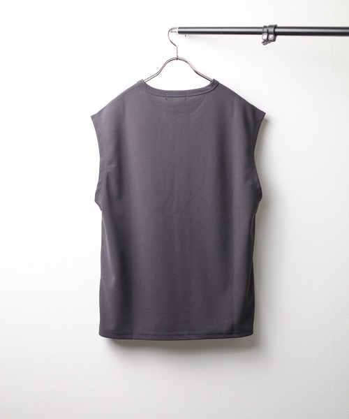 Bling Leads（ブリングリーズ）の「【RES】【Bling Leads】梨地　ノースリーブシャツ（Tシャツ/カットソー・メンズ・グレイッシュベージュ/ブラック/チャコールグレー/オフホワイト・LARGE/MEDIUM）」の12枚目の写真