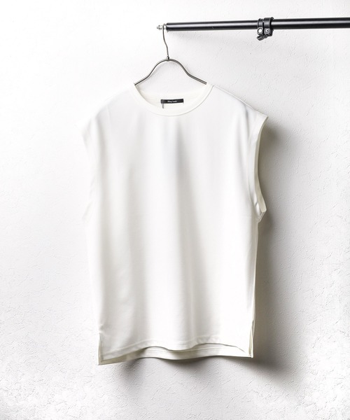 Bling Leads（ブリングリーズ）の「【RES】【Bling Leads】梨地　ノースリーブシャツ（Tシャツ/カットソー・メンズ・グレイッシュベージュ/ブラック/チャコールグレー/オフホワイト・LARGE/MEDIUM）」の13枚目の写真