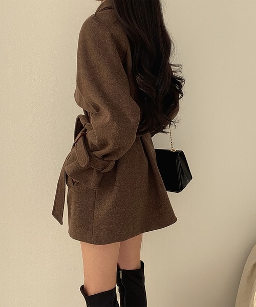 Doula Doula（ドゥーラドゥーラ）の「トレンチデザインウールライクコート（トレンチコート・レディース・ブラウン/ライトグレー・FREE）」の12枚目の写真