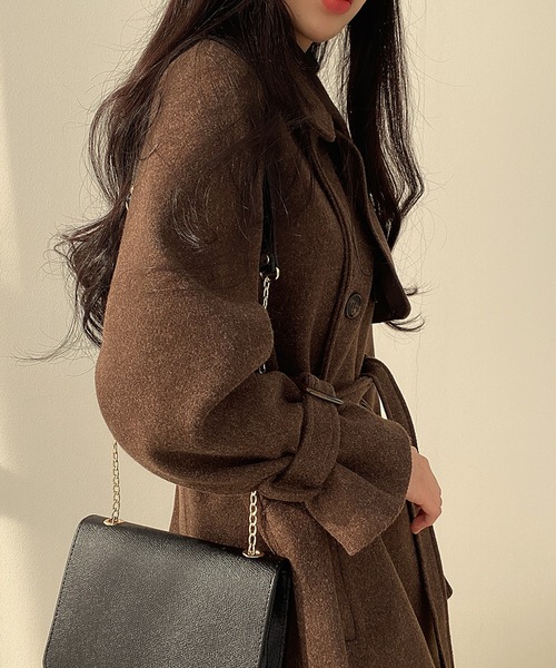 Doula Doula（ドゥーラドゥーラ）の「トレンチデザインウールライクコート（トレンチコート・レディース・ブラウン/ライトグレー・FREE）」の18枚目の写真