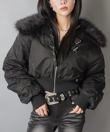 小顔見えバニティファーショートMA-1ブルゾン/MA-1/襟フェイクファー