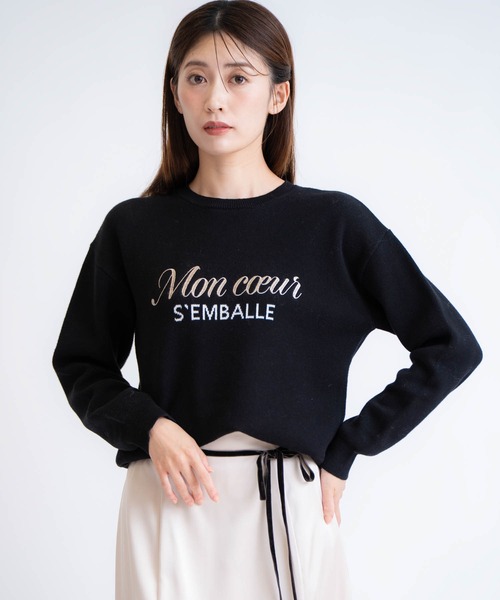 NOELA(ノエラ)の「ジャカードロゴ刺繍ニット(ニット/セーター・レディース・チャコールグレー/ブラック/ライトグリーン・フリー)」の3枚目の写真