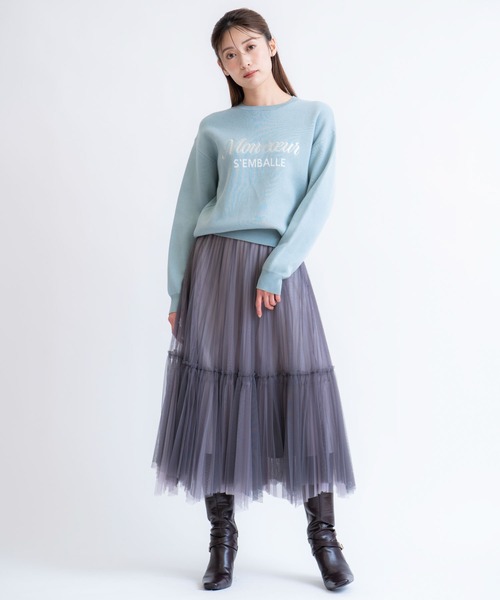 NOELA(ノエラ)の「ジャカードロゴ刺繍ニット(ニット/セーター・レディース・チャコールグレー/ブラック/ライトグリーン・フリー)」の13枚目の写真