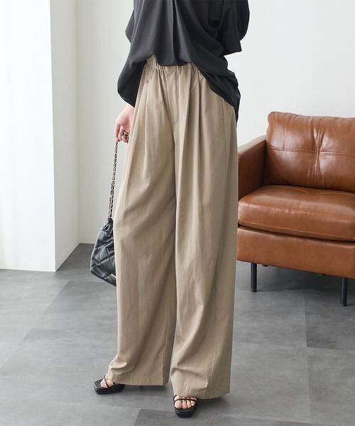 ReDial(リダイアル)の「ヴィンテージ調素材ワイドパンツ(スラックス・レディース・ブラック/チャコールグレー/モカ・M/L/LL/3L)」の3枚目の写真