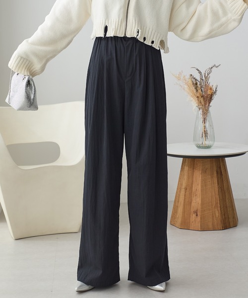 ReDial(リダイアル)の「ヴィンテージ調素材ワイドパンツ(スラックス・レディース・ブラック/チャコールグレー/モカ・M/L/LL/3L)」の12枚目の写真