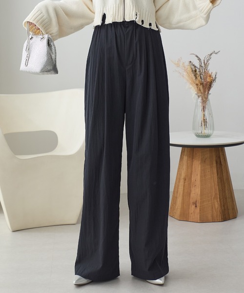 ReDial(リダイアル)の「ヴィンテージ調素材ワイドパンツ(スラックス・レディース・ブラック/チャコールグレー/モカ・M/L/LL/3L)」の13枚目の写真