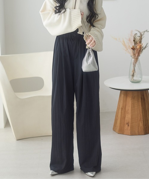 ReDial(リダイアル)の「ヴィンテージ調素材ワイドパンツ(スラックス・レディース・ブラック/チャコールグレー/モカ・M/L/LL/3L)」の14枚目の写真