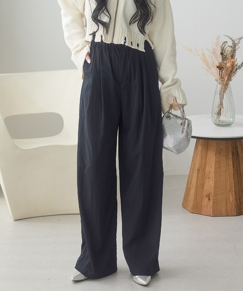 ReDial(リダイアル)の「ヴィンテージ調素材ワイドパンツ(スラックス・レディース・ブラック/チャコールグレー/モカ・M/L/LL/3L)」の15枚目の写真