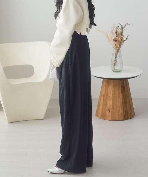 ReDial(リダイアル)の「ヴィンテージ調素材ワイドパンツ(スラックス・レディース・ブラック/チャコールグレー/モカ・M/L/LL/3L)」の16枚目の写真