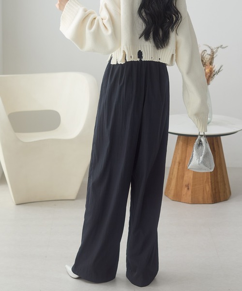 ReDial(リダイアル)の「ヴィンテージ調素材ワイドパンツ(スラックス・レディース・ブラック/チャコールグレー/モカ・M/L/LL/3L)」の17枚目の写真