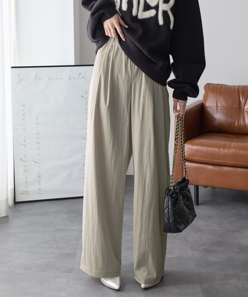 ReDial(リダイアル)の「ヴィンテージ調素材ワイドパンツ(スラックス・レディース・ブラック/チャコールグレー/モカ・M/L/LL/3L)」の20枚目の写真