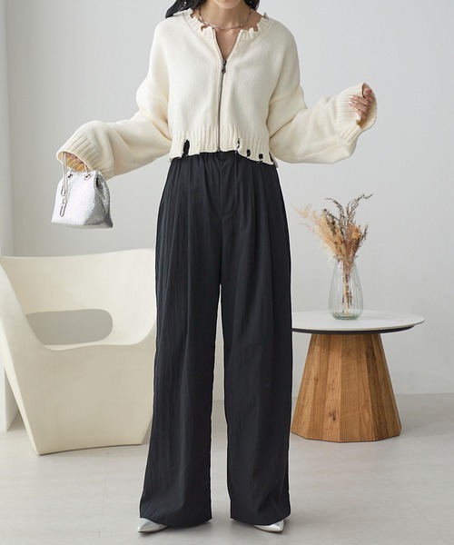 ReDial(リダイアル)の「ヴィンテージ調素材ワイドパンツ(スラックス・レディース・ブラック/チャコールグレー/モカ・M/L/LL/3L)」の18枚目の写真