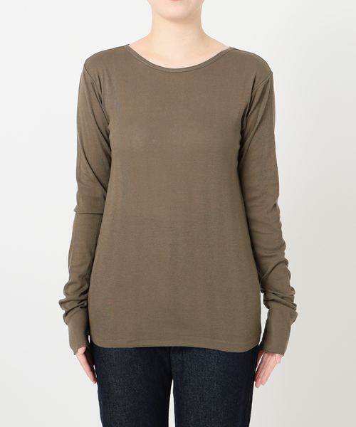 MILLER（ミラー）の「《追加7》miller SLOBE別注 SHEER RIB クルーネック 【洗濯機使用可能】（Tシャツ/カットソー・レディース・ブラウン/レッド/ホワイト・FREE）」の7枚目の写真