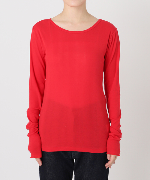 MILLER（ミラー）の「《追加7》miller SLOBE別注 SHEER RIB クルーネック 【洗濯機使用可能】（Tシャツ/カットソー・レディース・ブラウン/レッド/ホワイト・FREE）」の5枚目の写真