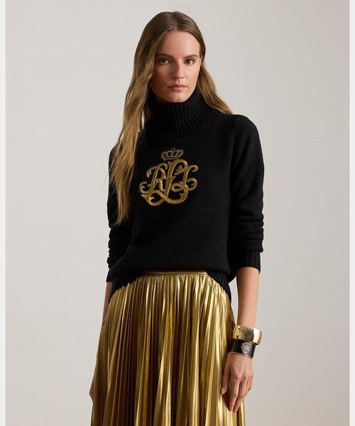 セール】エンブロイダリーロゴ ウールブレンド タートルネック（ニット