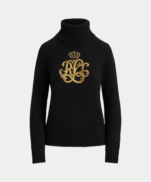 セール】エンブロイダリーロゴ ウールブレンド タートルネック（ニット
