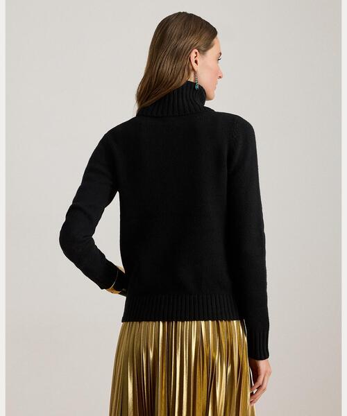 セール】エンブロイダリーロゴ ウールブレンド タートルネック（ニット