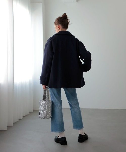 Jines(ジネス)の「シャルムビーバーショートコート(ピーコート・レディース・ネイビー/ボルドー・38)」の14枚目の写真