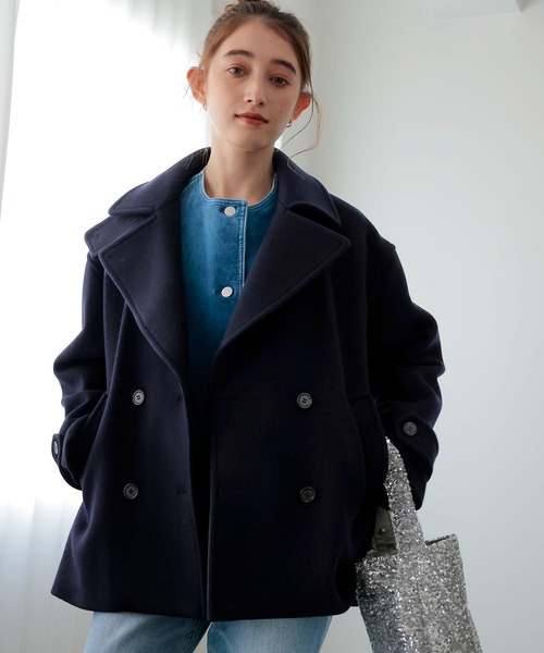 Jines(ジネス)の「シャルムビーバーショートコート(ピーコート・レディース・ネイビー/ボルドー・38)」の15枚目の写真