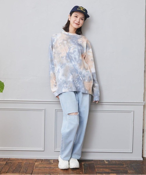 Fluffy BROTHERS(フラッフィーブラザーズ)の「タイダイ染めロンT(大人サイズ)(Tシャツ/カットソー・メンズ・ベージュ系その他・XL/M)」の1枚目の写真
