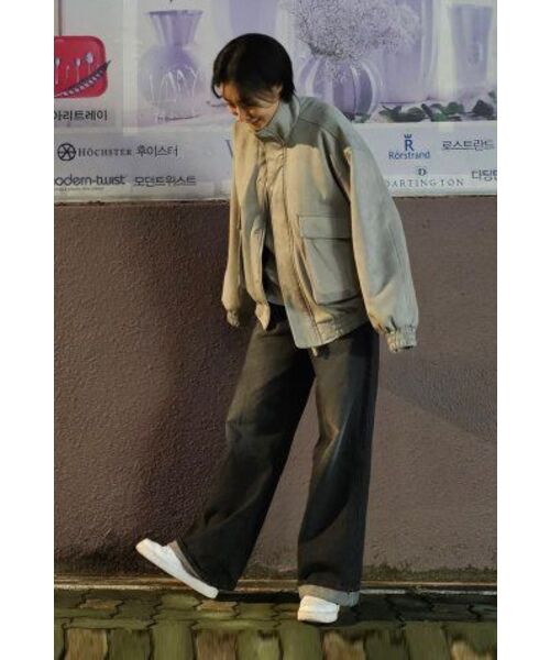 セール】87-STAN011 ハイネックポケットスエードジャケット グレー