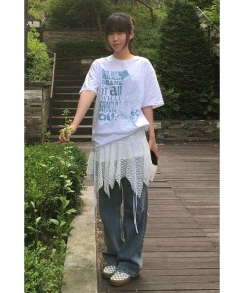 ESCAPEFROM(エスケープフロム)の「ミントクールウォータープリントオーバーサイズ半袖Tシャツホワイト(Tシャツ/カットソー・レディース・その他・SMALL/MEDIUM/LARGE)」の6枚目の写真