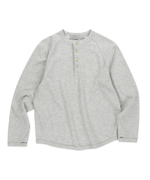 SLOWACID | カーブドワッフルヘンリーネック [メランジグレー](Tシャツ/カットソー)