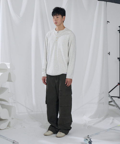 SLOWACID（スローアシッド）の「カーブドワッフルヘンリーネック [メランジグレー]（Tシャツ/カットソー・レディース・その他・MEDIUM/LARGE）」の5枚目の写真