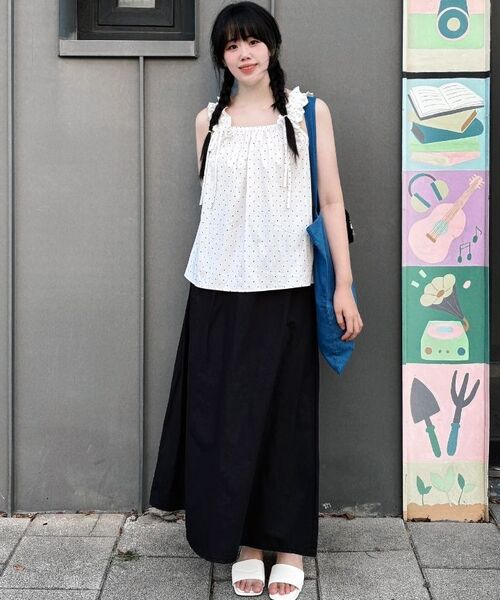 THE GREEN LAB（ザグリーンラボ）の「ドットクランチリボンノースリーブトップス[ホワイト]（Tシャツ/カットソー・レディース・その他・FREE）」の13枚目の写真