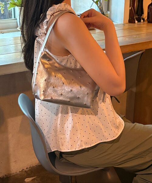 THE GREEN LAB（ザグリーンラボ）の「ドットクランチリボンノースリーブトップス[ホワイト]（Tシャツ/カットソー・レディース・その他・FREE）」の21枚目の写真