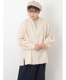 Samansa Mos2 | 【Cross×Linen】ギャザーブラウス(シャツ/ブラウス)