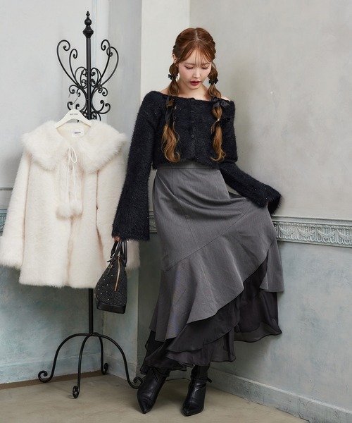 one after another NICE CLAUP（ワンアフターアナザーナイスクラップ）の「【ＨolidayCollection】ニットセットマーメイドワンピース（ワンピース・レディース・チャコールグレー/アイボリー/ブラウン系その他/ホワイト系その他・FREE）」の16枚目の写真